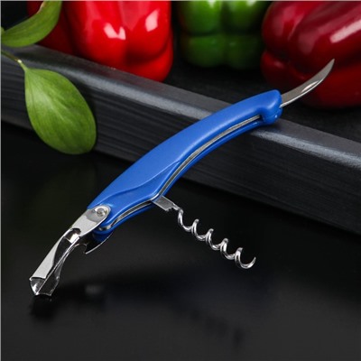 Штопор складной Доляна «Акула», нержавеющая сталь, МИКС