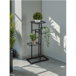 Подставка для цветов Greengo, 4 полки, 43×22×82 см, напольная, металл, чёрная