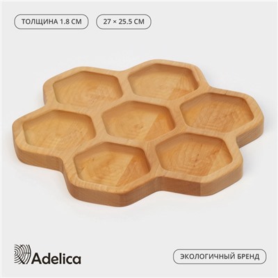 Менажница деревянная Adelica «Соты», 7 секций, d=27×1,8 см, берёза