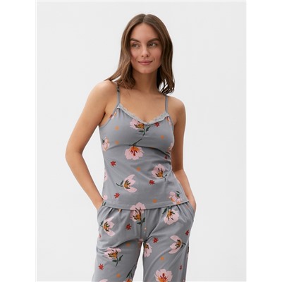 Пижама женская (майка, брюки) KAFTAN «Цветы», размер 44-46, серая