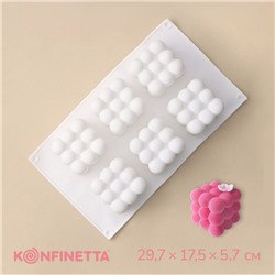 Форма для муссовых десертов и выпечки KONFINETTA «Рафаэль», силикон, 29.7×17.5×5.7 см, 6 ячеек (6.2×6.2 см), белая