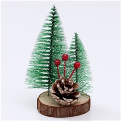 Декор «Две ёлки с шишкой», на подставке, 8.5×10×16 см