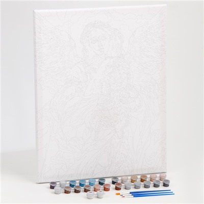 Картина по номерам на холсте с подрамником «Ангел с котом» 40×50 см