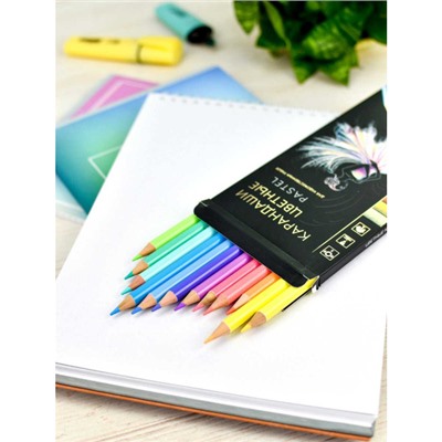 Карандаши для художественных работ 12цв "ПАСТЕЛЬ" 64101 Феникс