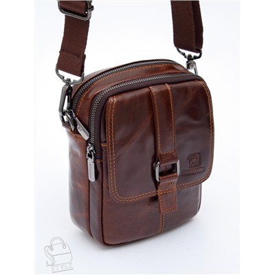 Сумка мужская кожаная 8612S brown Fuzhiniao в Новосибирске