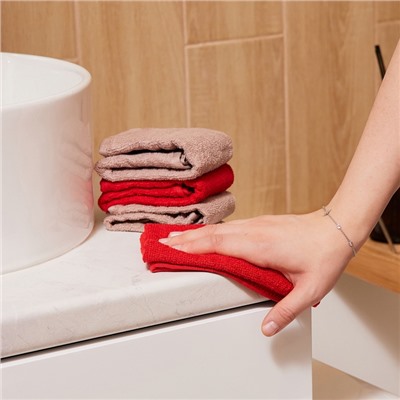 Набор махровых полотенец Этель «Санта» 30×30 см-4 шт., хл 340 г/м²