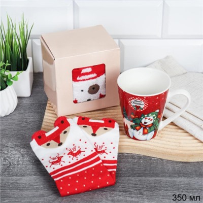 Подарочный набор Кружка 350 мл+ носки / 538A / в подарочной упаковке /АКЦИЯ Новогодний