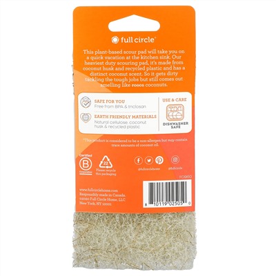 Full Circle, Beachy Clean, Heavy-Duty Coconut Scour Pads, 3 Pack