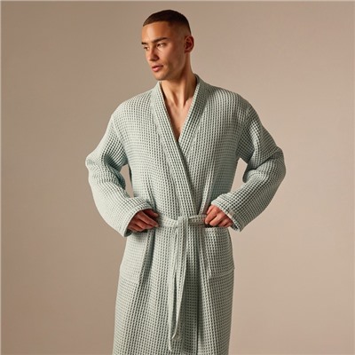 Халат вафельный мужской SL HOME: Boho «Аззура», размер M, хлопок 100%, бирюзовый