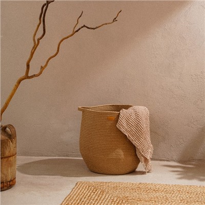 Корзина для белья плетеная круглая SL Home Orden, пеньковый канат, 35×40 см