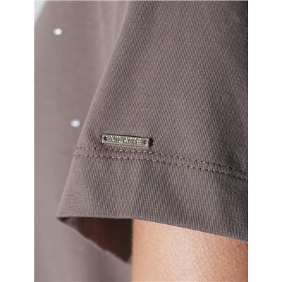 Нарядная футболка с принтом фольгой из премиального хлопка с эластаном