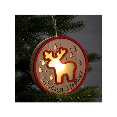 Ёлочная игрушка «Лосёнок», 13.5×3 см, 1 LED, от батареек, свечение тёплое белое