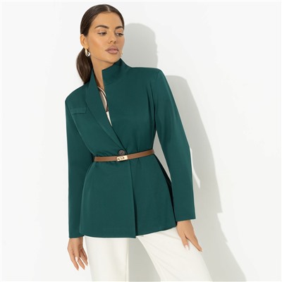 Жакет с асимметричным воротником, Дерзкий силуэт (зелёный)