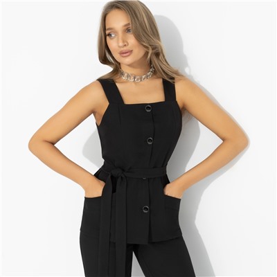 Жилет с поясом, Возьми паузу (чёрный, с поясом)