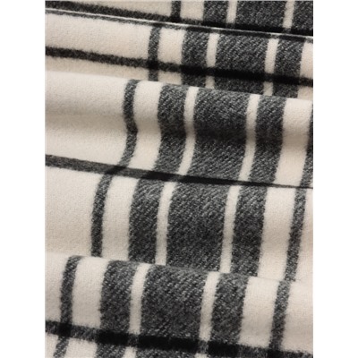 Плед с бахромой «Этель. Клетка», 130×160 см, молочный