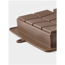 Форма для дубайского шоколада Доляна «Квадраты, пирамиды», 2 плитки, 21×19×2.5 см, силикон, коричневая