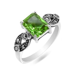 Кольцо из серебра султанит, марказит, SL-AGA146