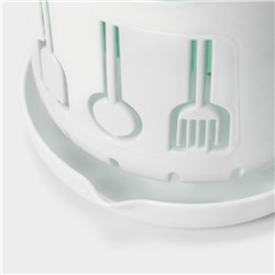 Подставка для столовых приборов Доляна, пластик, 3 отделения, 11.5×11.5×18.6 см, зелёная, белая