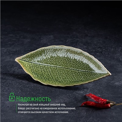 Блюдо керамическое сервировочное «Дендрарий», 20.5×8.5×1.5 см, зелёное