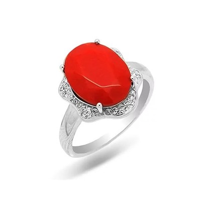 Кольцо из серебра коралл, МЦВ001