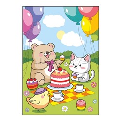 Картина по номерам для малышей на картоне 20х30 "Праздничный пикник"