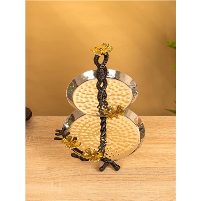 Фруктовница 2-х ярусная «Крю», 18×18×30 см, нержавеющая сталь