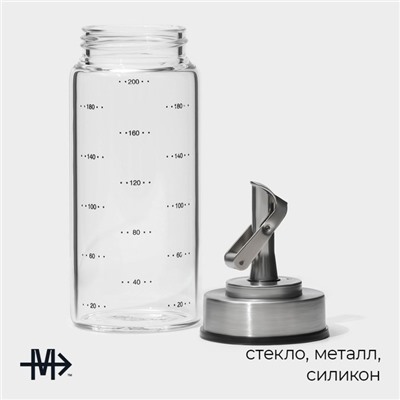 Бутылка для соусов и масла Magistro «Мист», 200 мл, 5.5×17.5 см, с мерной шкалой, стекло, прозрачная