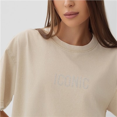 Футболка женская из вареного хлопка Mist Icon, размер 42-44, цвет молочный