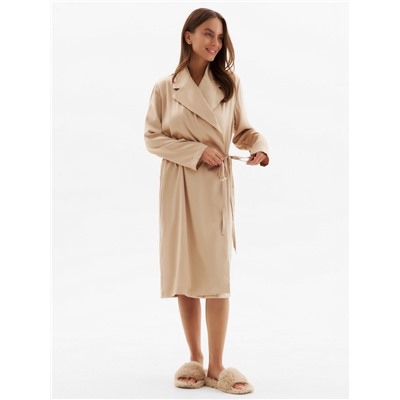 Халат домашний женский с запахом MINAKU: Home collection, бежевый, размер 48