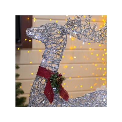 Светодиодная фигура «Олень серебристый» 70×120×30 см, металл, 220 В, свечение белое