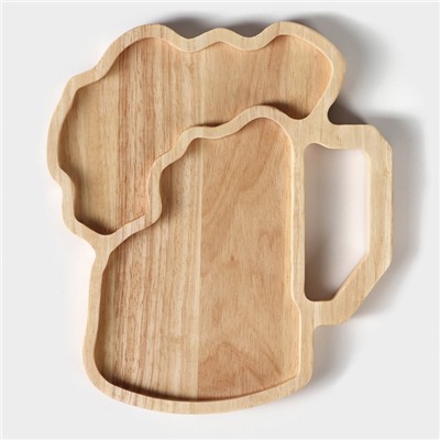 Менажница деревянная Magistro «Пивная кружка», акация, 25×22×1.8 см