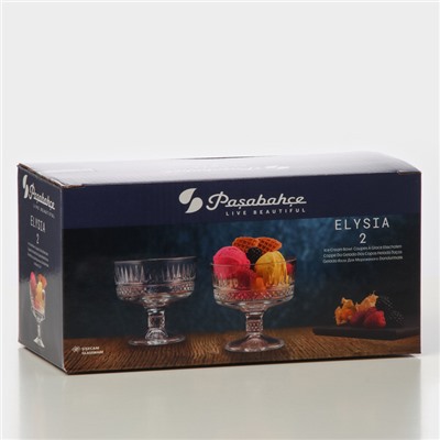Набор креманок для мороженого Paşabahçe ELYSIA, 250 мл, набор 2 шт., стекло, прозрачные