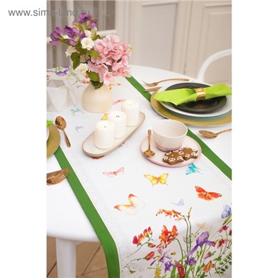 Дорожка на стол «Луговые цветы», 40×146 см±3 см, 100% хлопок, саржа 190 г/м²