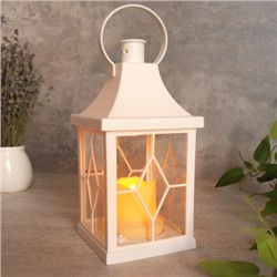 Светильник фонарь настольный Новогодний 21 см белый / YR02514W /уп 48/от батареек