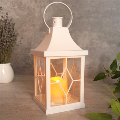 Светильник фонарь настольный Новогодний 21 см белый / YR02514W /уп 48/от батареек