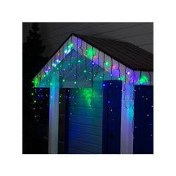 Гирлянда «Бахрома» 3×0.6 м, IP44, УМС, тёмная нить, 160 LED, свечение мульти, 220 В