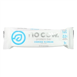 No Cow, Protein Bar, Cookies n Cream, 2.12 oz (60 g)