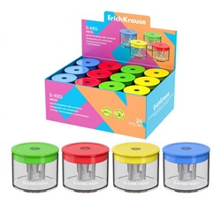 Точилка пластиковая с контейнером  "Бочонок, Неон" ассорти 56036 ErichKrause