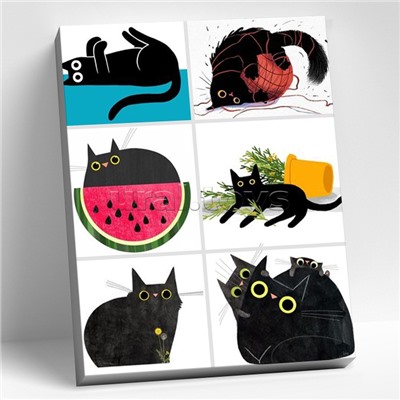 Картина по номерам 40х50 "Мемчики. Проделки кошки" (14 цветов)