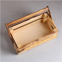 Подарочный ящик «Двушка», 24.5×13.5×9 см, деревянный, с ручкой, цвет обожжённое дерево