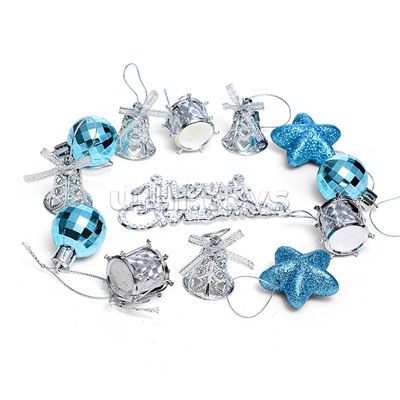 Набор новогодних украшений 3см*13шт синий