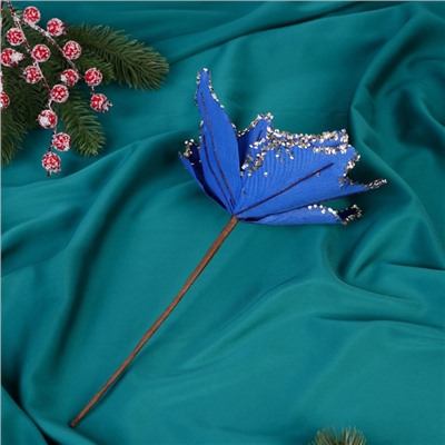 Декор «Зимний цветок», края блеск, 18×20 см, синий