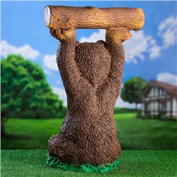 Садовая фигура из гипса «Медведь с бревном» большой, 75 см
