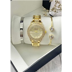 Подарочный набор для женщин часы, 2 браслета + коробка #22853324