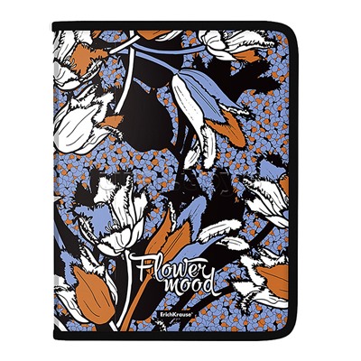 Папка для тетрадей на молнии пластиковая Tulips, A4 (в пакете по 4 шт.)