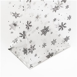 Пакет подарочный новогодний с жёстким дном 11×17×55 Серебристый «Снежинки»