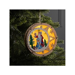 Подвеска световая «Дед Мороз и Снегурочка», 15×3 см, 6 LED, от батареек АААx2, свечение тёплое белое