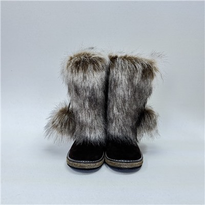 Унты женские коричневые “Песец” замшевые на войлочной подошве