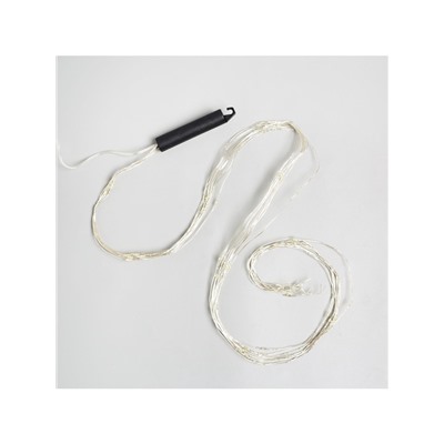 Гирлянда «Конский хвост» 10 нитей по 1 м, IP20, серебристая нить, 100 LED, свечение тёплое белое, 12 В