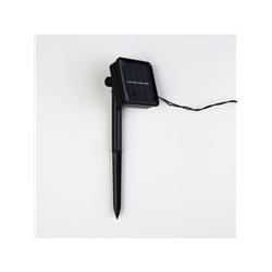 Гирлянда «Нить», 4.5 м, уличная, с насадками «Ромашка», IP44, 30 LED, 2 режима, солнечная батарея, тёмная нить, свечение мульти